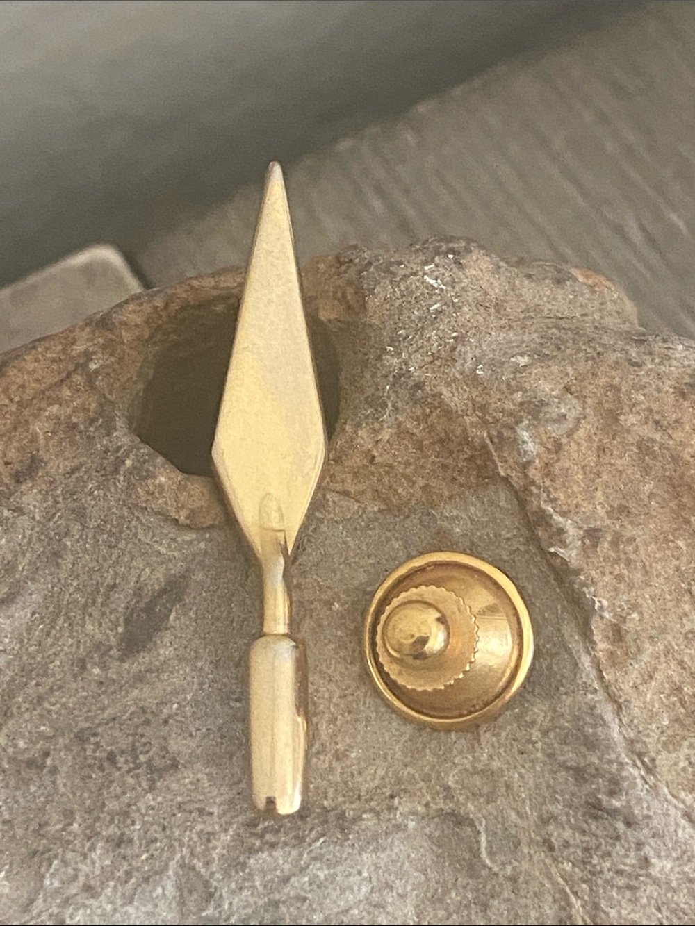 Vintage Gold Tone Miniature Trowel Tie Tack Pin